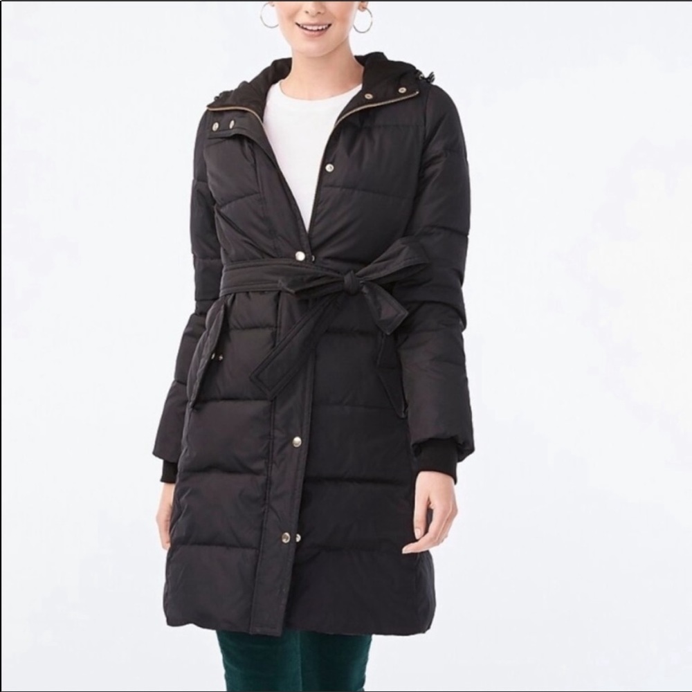 J. Crew Black Down Feather Puffer Coat